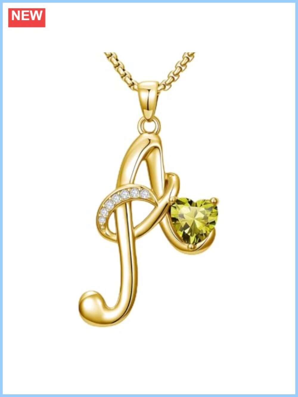 18k Gold Plated Initial Necklace Women Birthstone A-Z Pendant Jewelry Gift